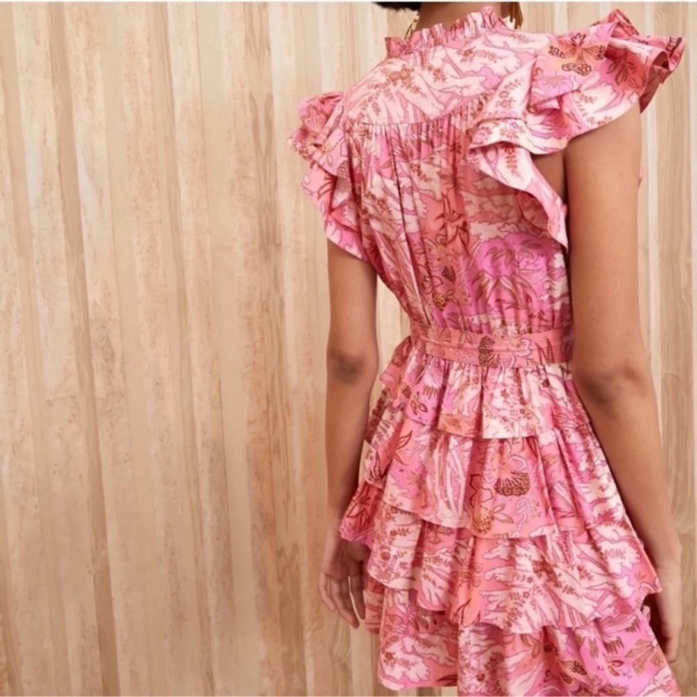 ULLA JOHNSON Lulua Mini Pink Dress in camellia Sz 12 - Picture 5 of 9